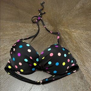 Tahiti Black Multicolor Polka Dot Bikini
Top, Women’s‎ Size Large